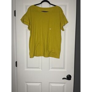 Ann Taylor Loft short Ruffle Sleeve T Shirt mustard  large NWT